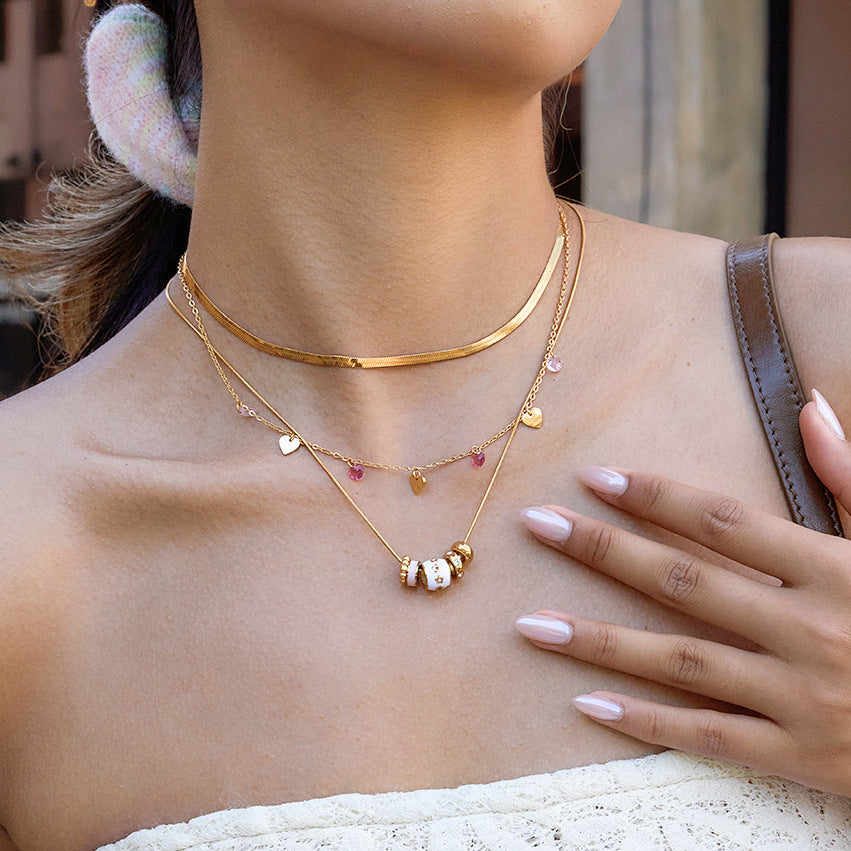 Customizable 18K Gold PVD Stainless Steel Moissanite Necklace Cute Link Chain Zircon Stone Trendy Friendship for Parties