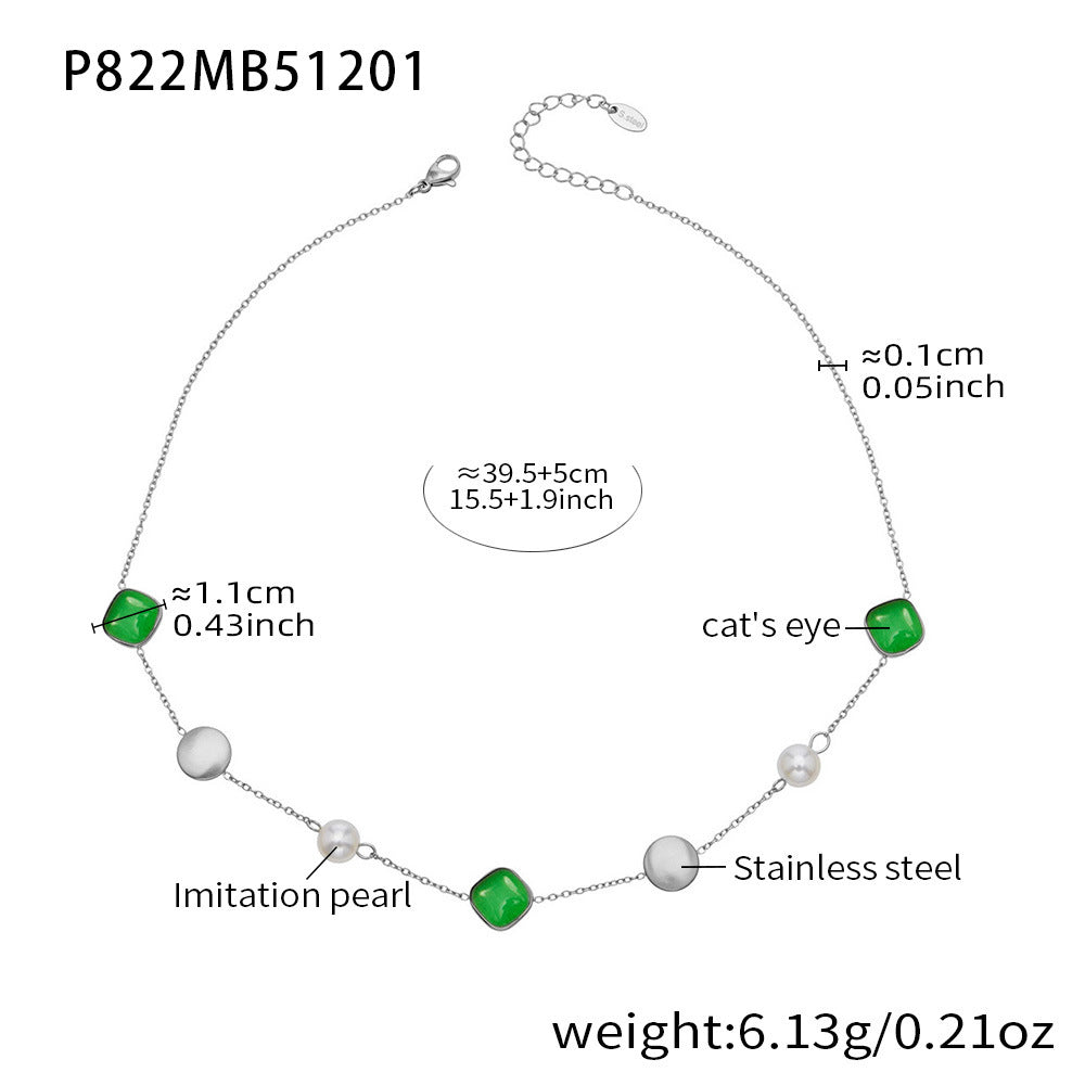 Tiger Eye Stone Pearls Stainless Steel 18K Gold PVD Bohemia Link Chain Necklaces Wholesale for Women Fashion Jewelry Party