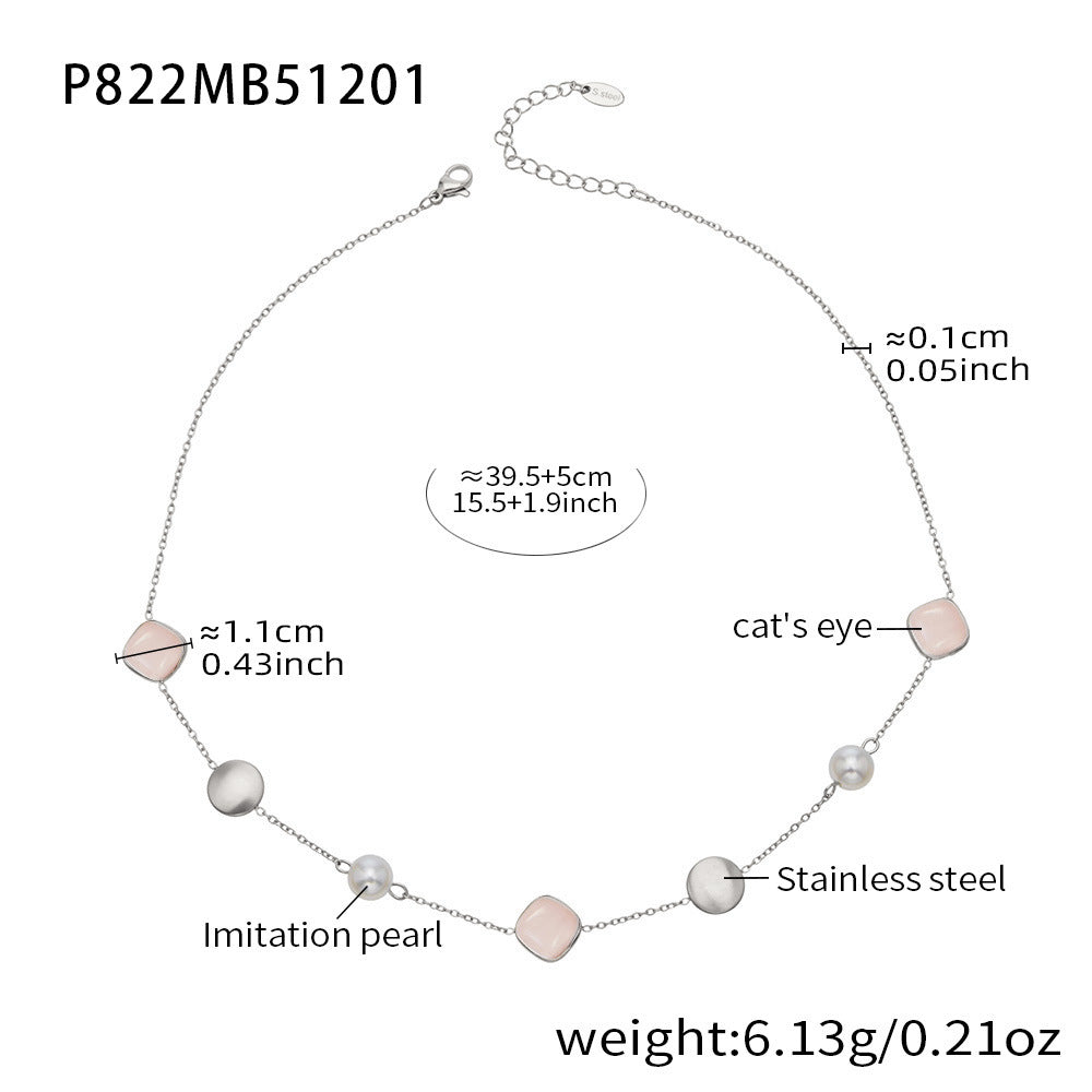 Tiger Eye Stone Pearls Stainless Steel 18K Gold PVD Bohemia Link Chain Necklaces Wholesale for Women Fashion Jewelry Party