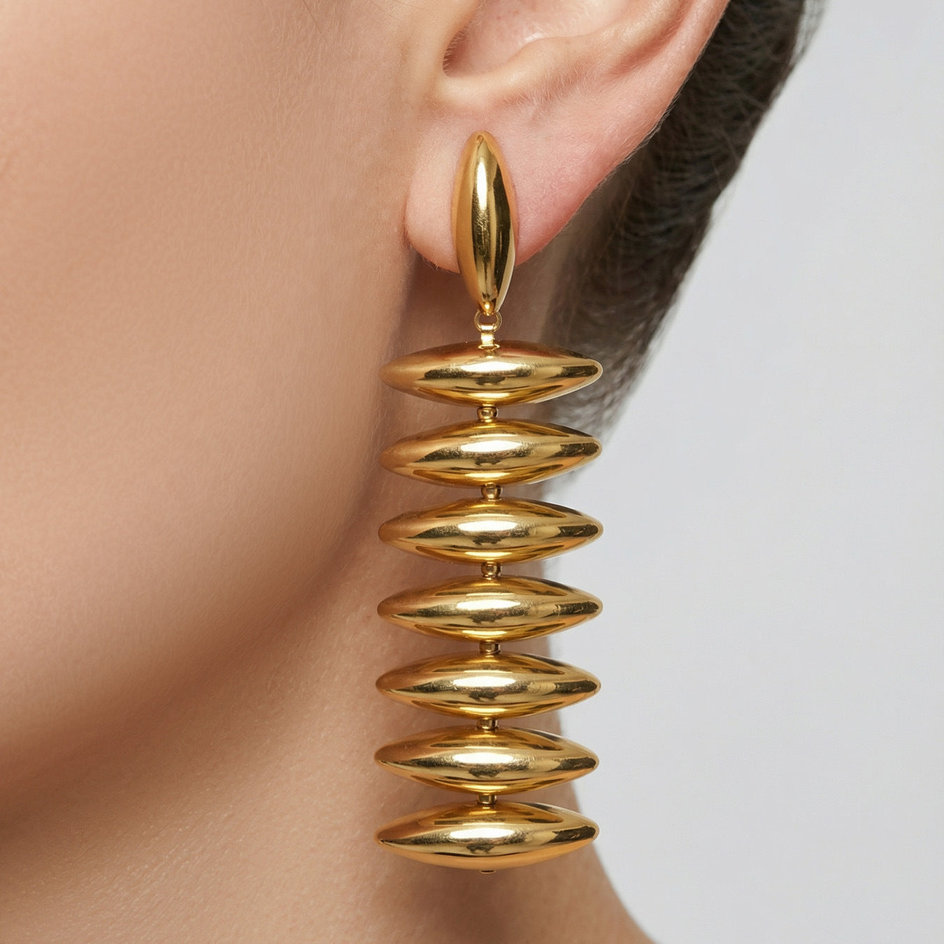 Personalized Trendy Fashion Geometric Hand-assembled Tassel Earrings Stainless Steel Plated 18k Real Gold Long Drop Earrings for