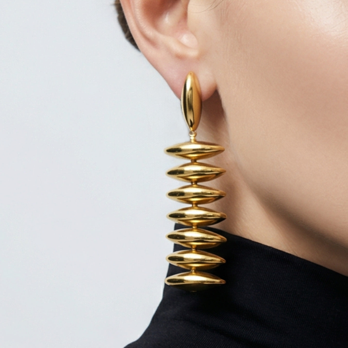 Personalized Trendy Fashion Geometric Hand-assembled Tassel Earrings Stainless Steel Plated 18k Real Gold Long Drop Earrings for