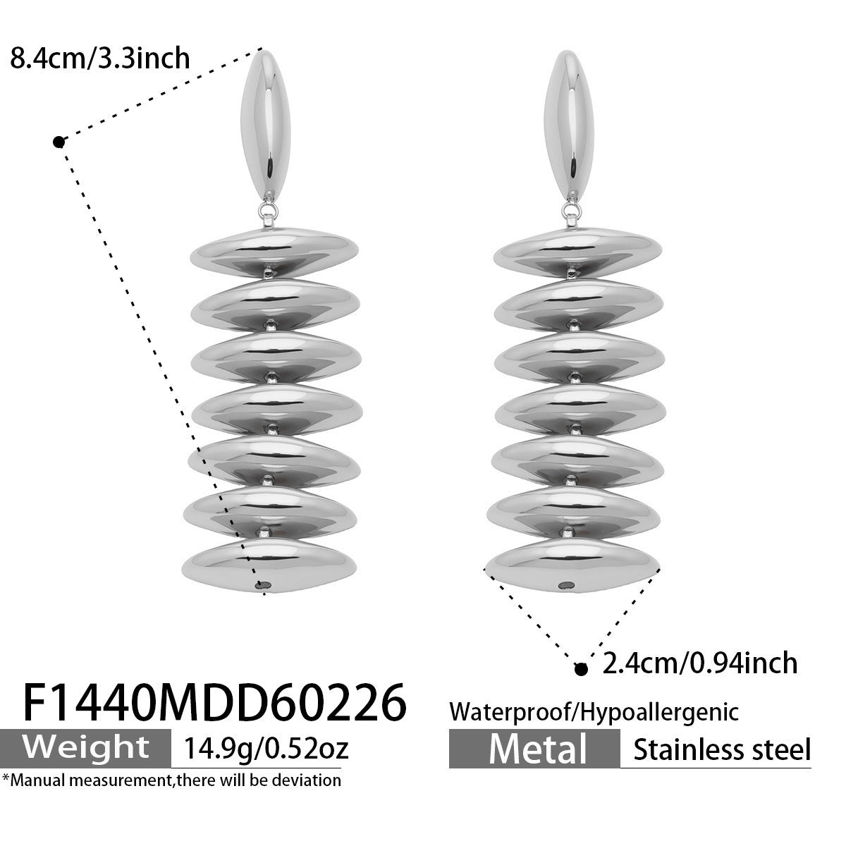 Personalized Trendy Fashion Geometric Hand-assembled Tassel Earrings Stainless Steel Plated 18k Real Gold Long Drop Earrings for