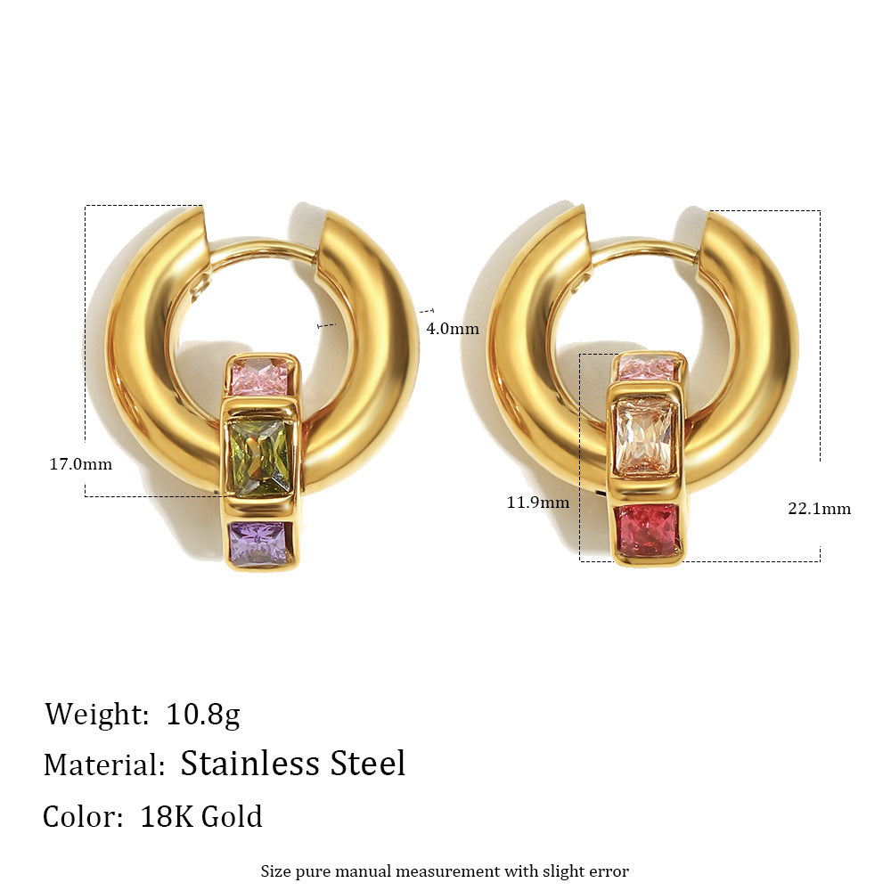 Trendy Stainless Steel Real Gold Plated Brilliant Cut Zircons Bridal Hoop Huggie Earrings for Unisex Wholesale Certified Party