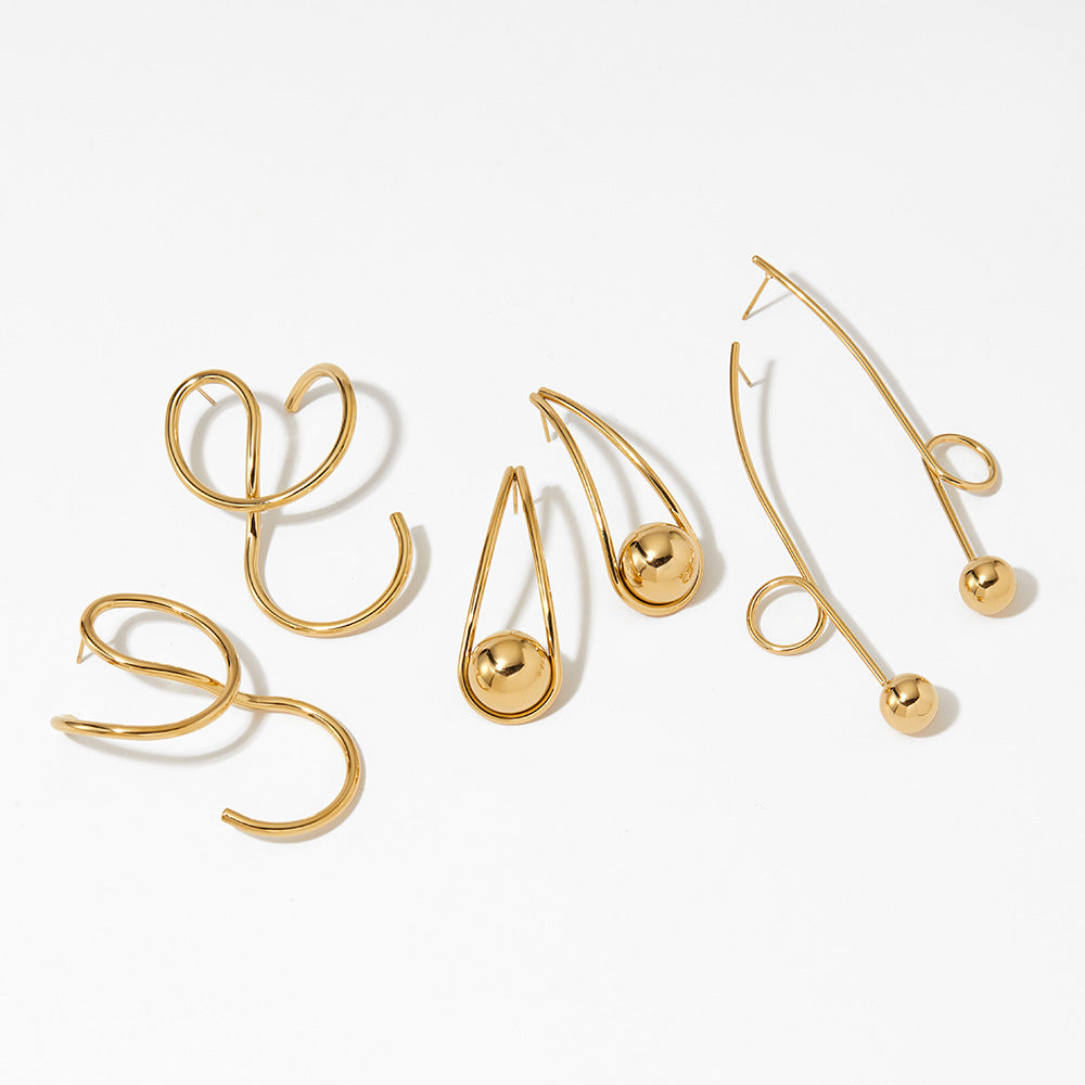 18K Real Gold PVD Plated Personalized Design Stainless Steel Fashion Jewelry Earrings