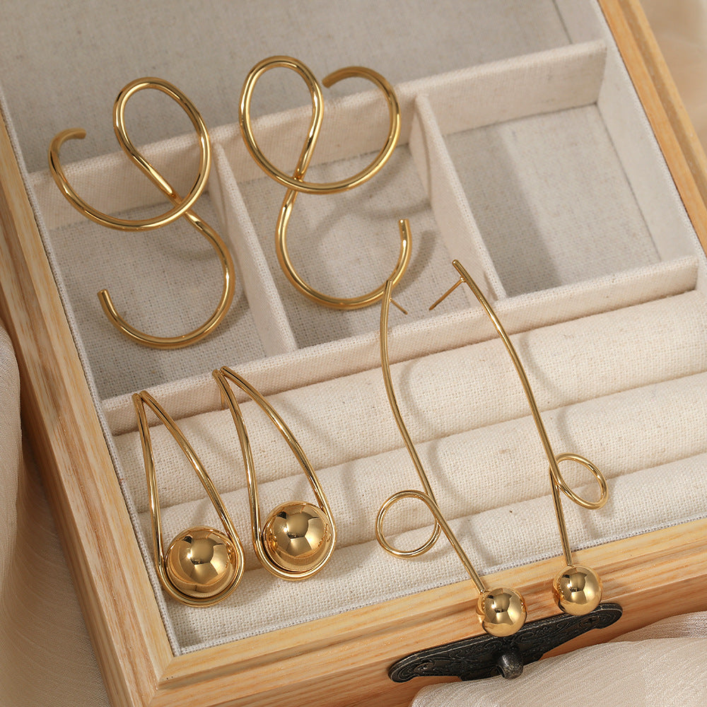 18K Real Gold PVD Plated Personalized Design Stainless Steel Fashion Jewelry Earrings