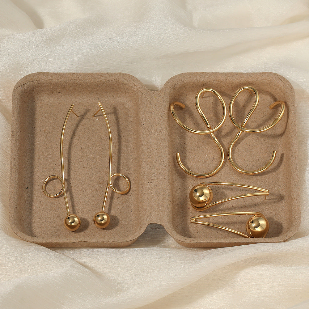 18K Real Gold PVD Plated Personalized Design Stainless Steel Fashion Jewelry Earrings