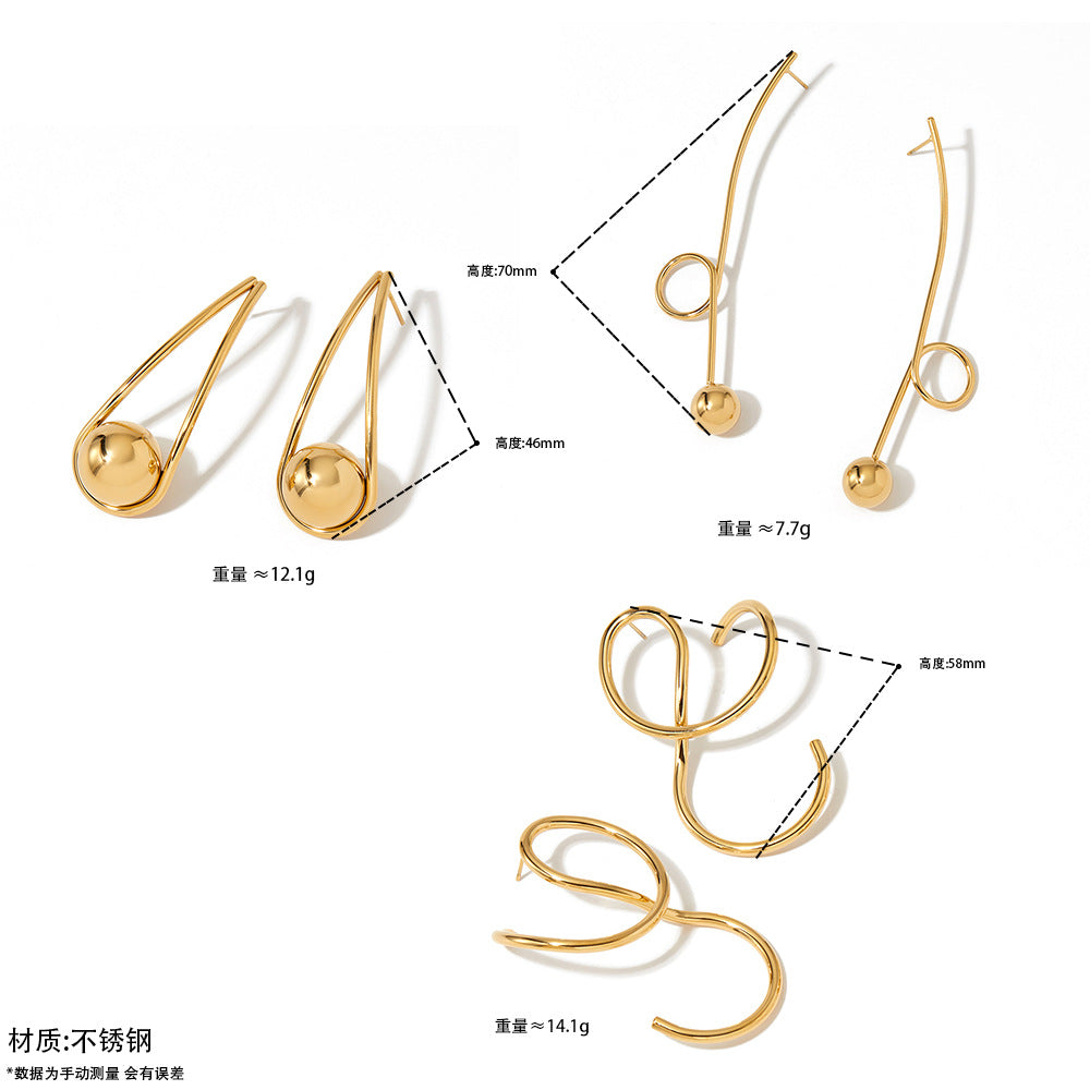 18K Real Gold PVD Plated Personalized Design Stainless Steel Fashion Jewelry Earrings