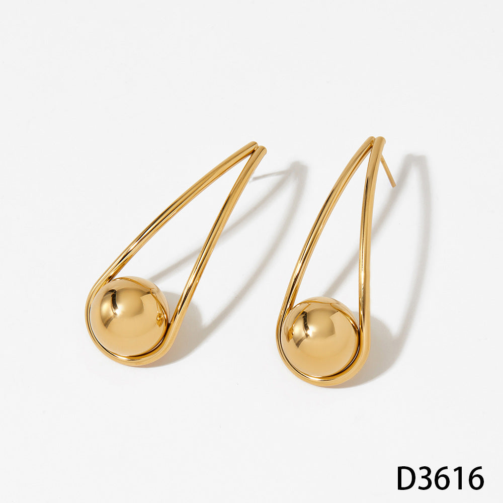 18K Real Gold PVD Plated Personalized Design Stainless Steel Fashion Jewelry Earrings