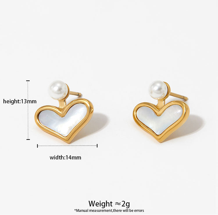 Simple Elegant Versatile Shell-shaped Pearl Stud Earrings Unique Design Sweet Small Trendy 18K Gold Plated Stainless Steel Cute