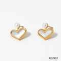 Simple Elegant Versatile Shell-shaped Pearl Stud Earrings Unique Design Sweet Small Trendy 18K Gold Plated Stainless Steel Cute