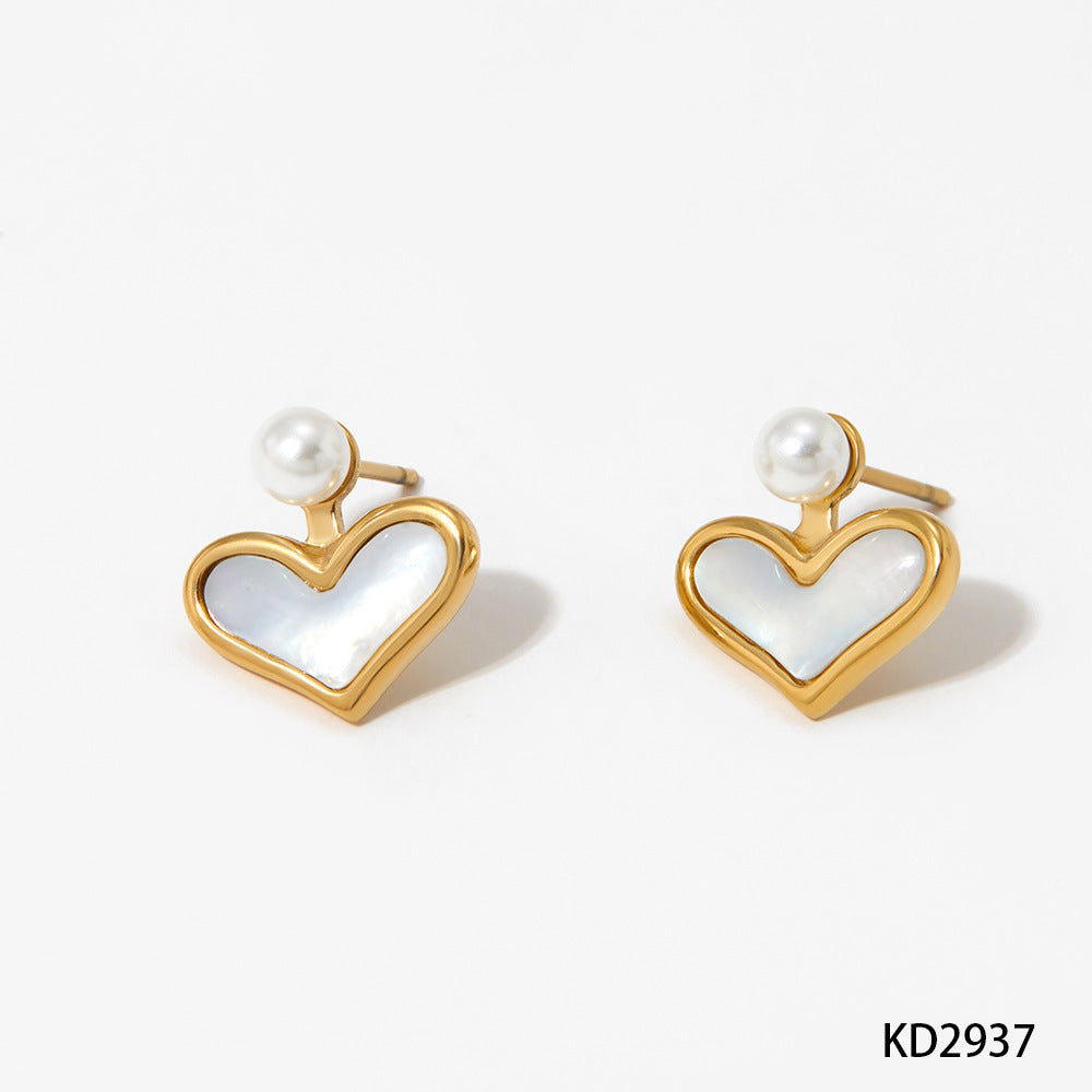 Simple Elegant Versatile Shell-shaped Pearl Stud Earrings Unique Design Sweet Small Trendy 18K Gold Plated Stainless Steel Cute