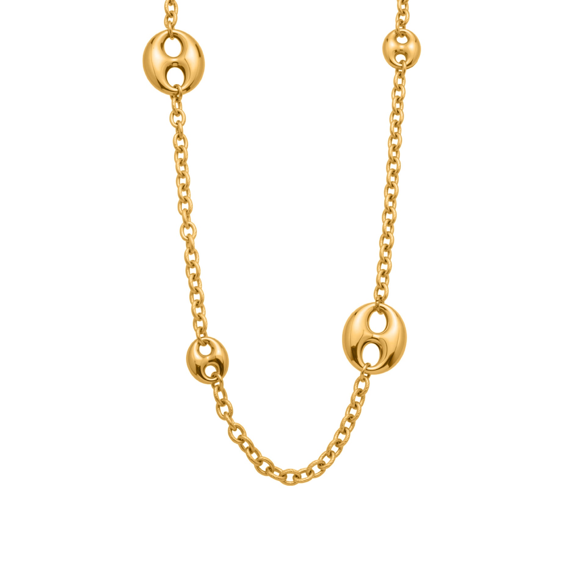 Customizable PVD 18k Gold Plated Stainless Steel Long Link Chain Trendy Crown-Shaped Sweater Necklaces for Girls for Parties