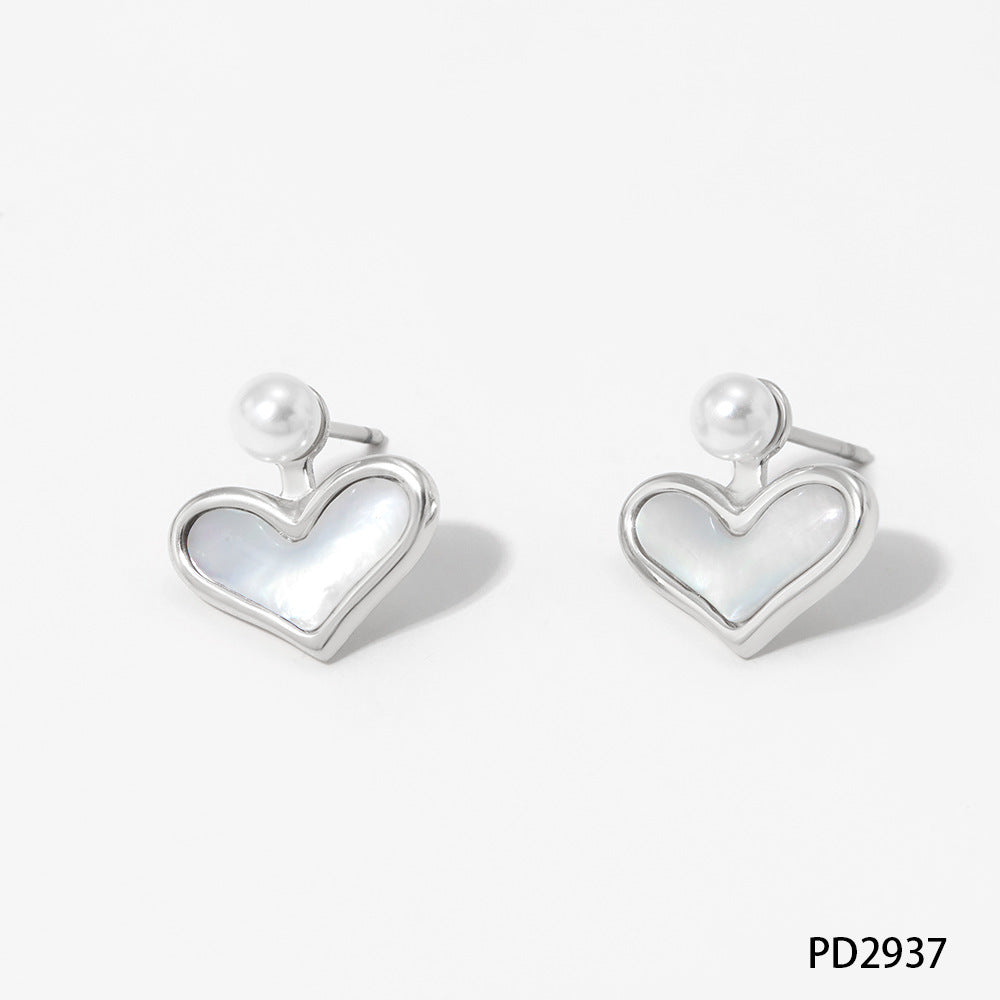 Simple Elegant Versatile Shell-shaped Pearl Stud Earrings Unique Design Sweet Small Trendy 18K Gold Plated Stainless Steel Cute