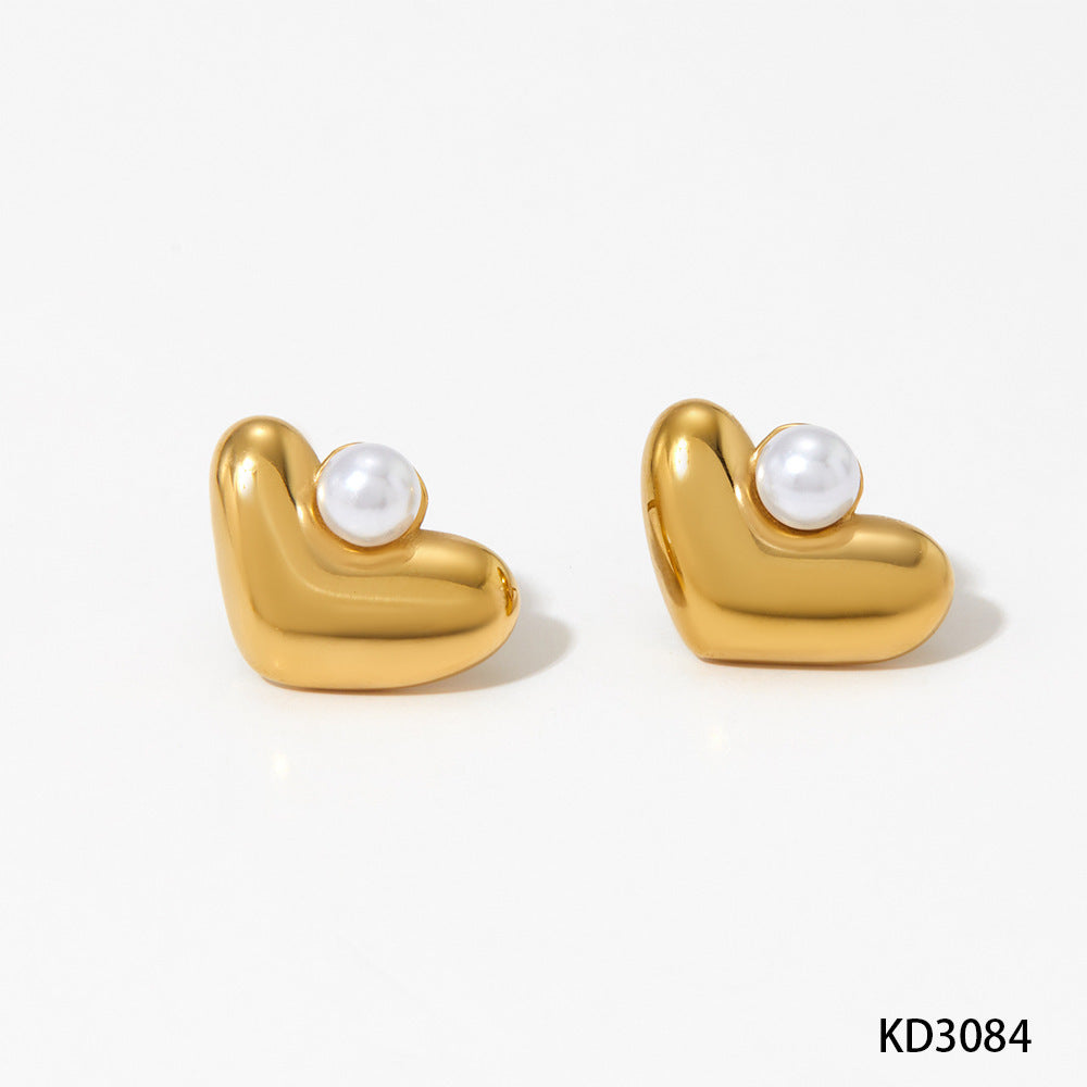 Simple Elegant Versatile Shell-shaped Pearl Stud Earrings Unique Design Sweet Small Trendy 18K Gold Plated Stainless Steel Cute