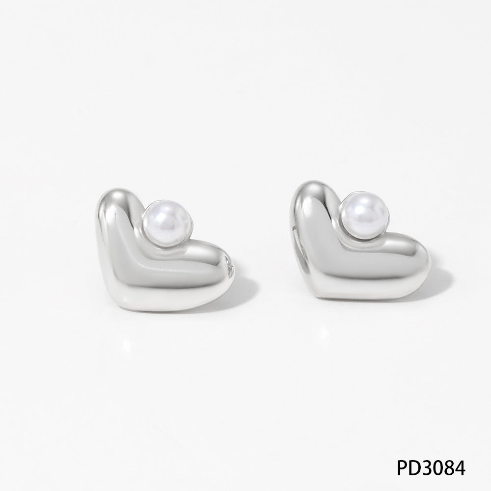 Simple Elegant Versatile Shell-shaped Pearl Stud Earrings Unique Design Sweet Small Trendy 18K Gold Plated Stainless Steel Cute