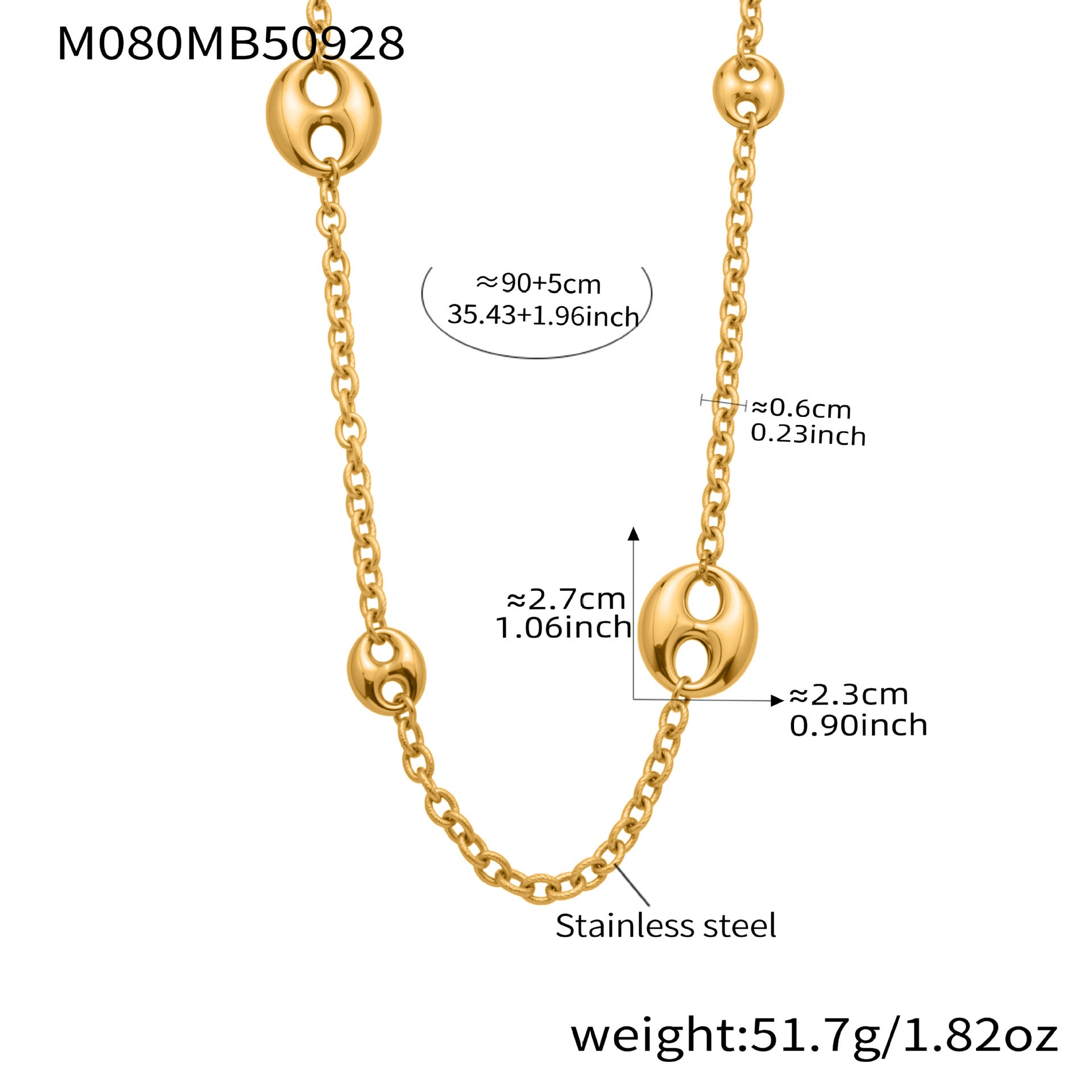 Customizable PVD 18k Gold Plated Stainless Steel Long Link Chain Trendy Crown-Shaped Sweater Necklaces for Girls for Parties