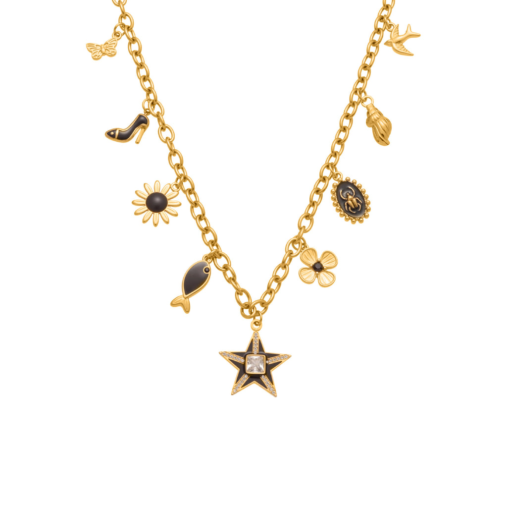 Customizable 18K Gold PVD Plated Stainless Steel Charm Necklaces Butterfly Shape Diamond & Religious Style Gift for Girls