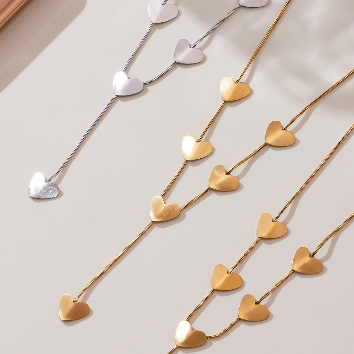 Customizable 18k Gold PVD Plated Stainless Steel Fashion Necklaces with Hearts