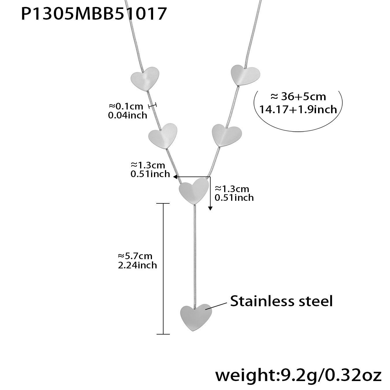 Customizable 18k Gold PVD Plated Stainless Steel Fashion Necklaces with Hearts