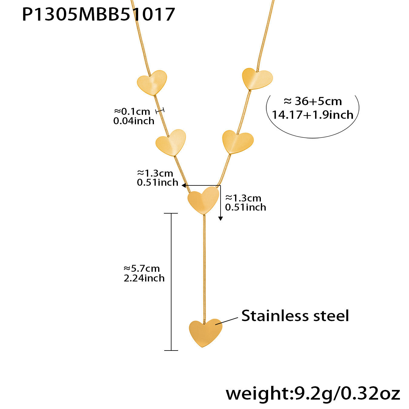 Customizable 18k Gold PVD Plated Stainless Steel Fashion Necklaces with Hearts