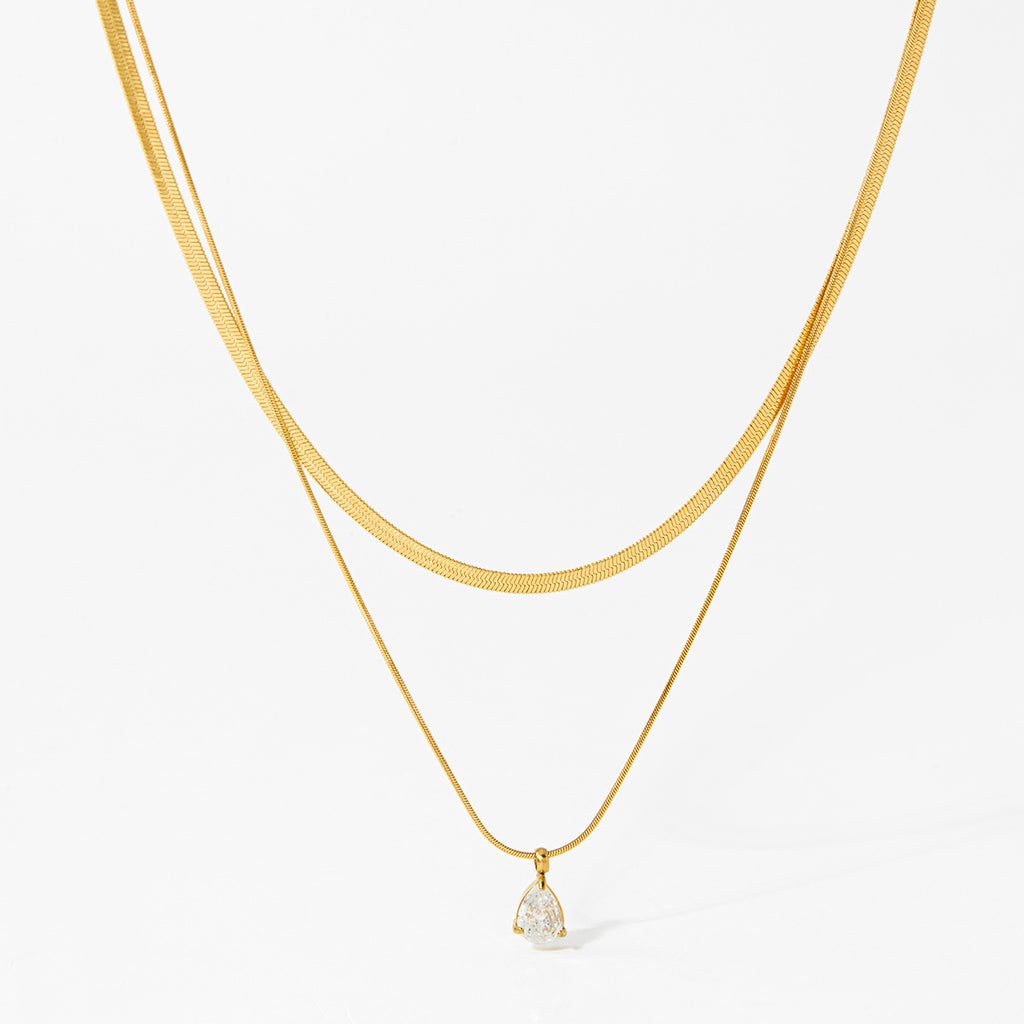 Customizable Stainless Steel 18K Gold Plated Two-Layer Fashion Jewelry Necklace for Women Wholesale Jewelry Necklaces