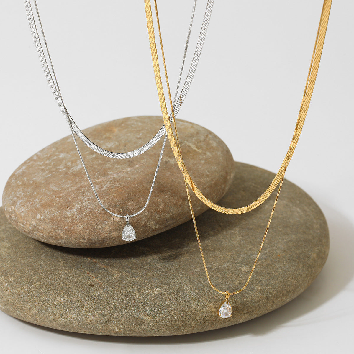 Customizable Stainless Steel 18K Gold Plated Two-Layer Fashion Jewelry Necklace for Women Wholesale Jewelry Necklaces