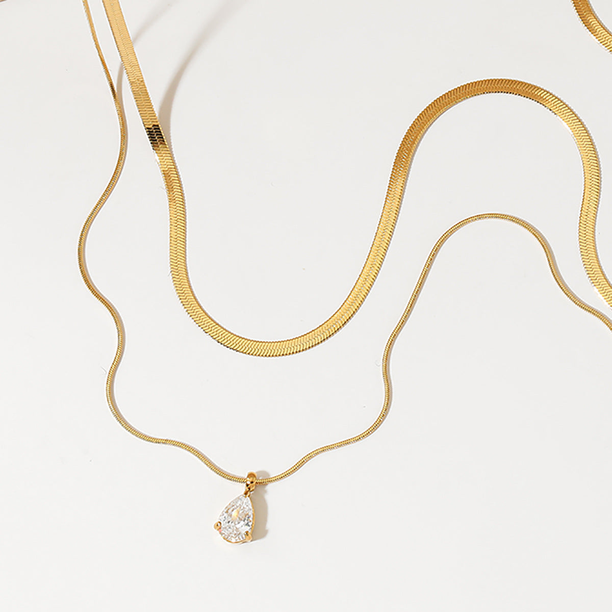 Customizable Stainless Steel 18K Gold Plated Two-Layer Fashion Jewelry Necklace for Women Wholesale Jewelry Necklaces