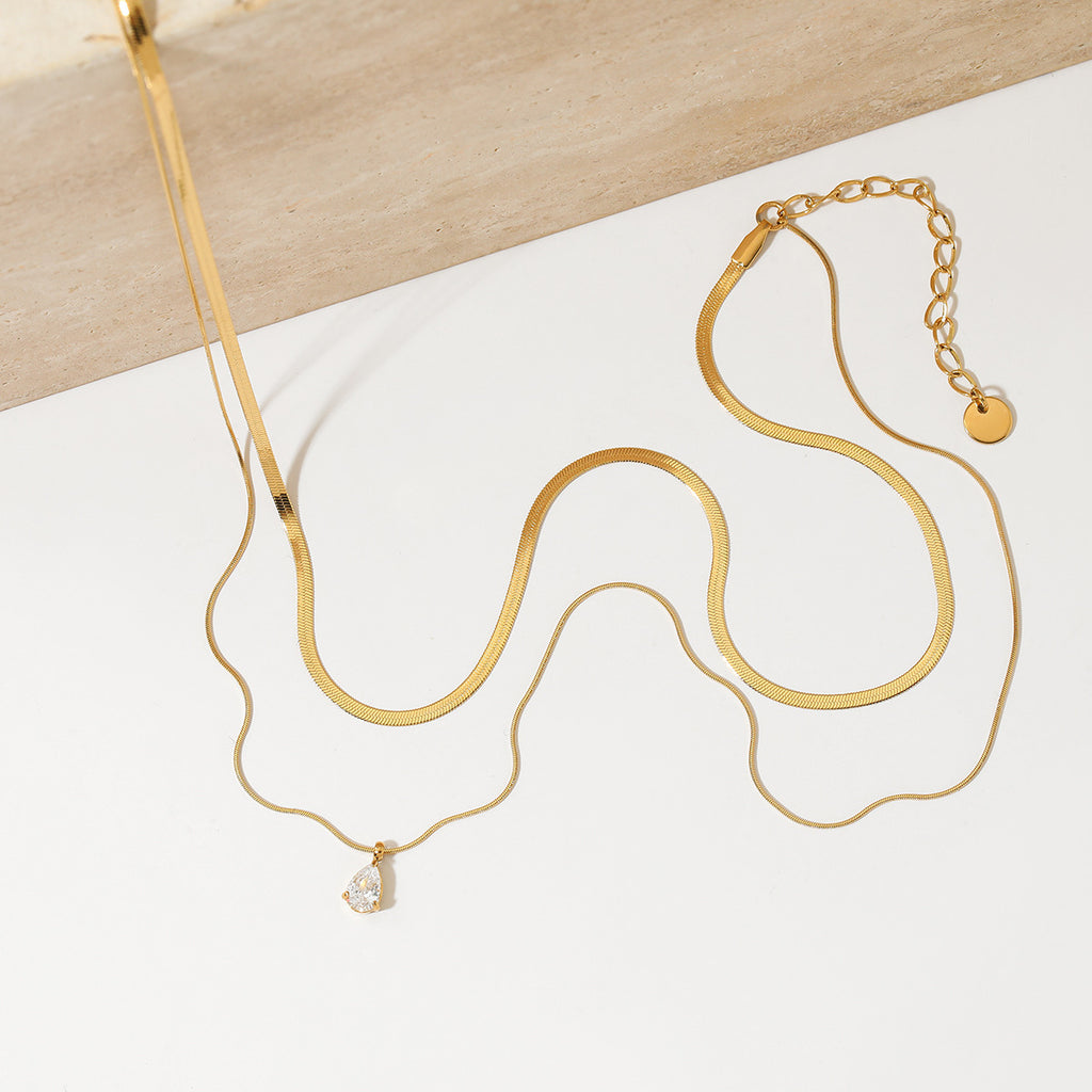 Customizable Stainless Steel 18K Gold Plated Two-Layer Fashion Jewelry Necklace for Women Wholesale Jewelry Necklaces