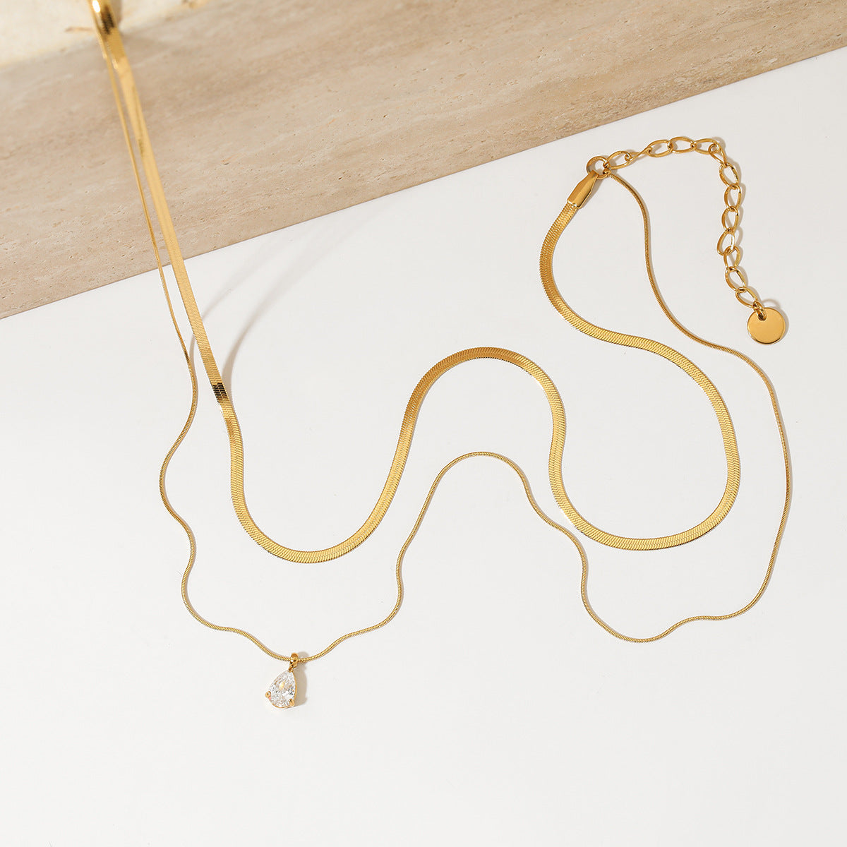 Customizable Stainless Steel 18K Gold Plated Two-Layer Fashion Jewelry Necklace for Women Wholesale Jewelry Necklaces