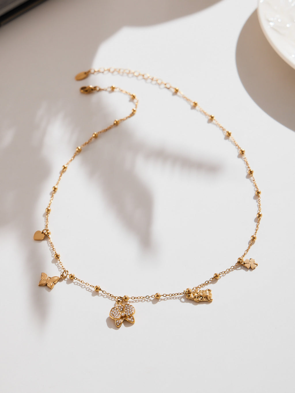 Customizable PVD 18k Gold Plated Stainless Steel Charm Necklaces Trendy Butterfly Heart with Zircon for Girls for Parties