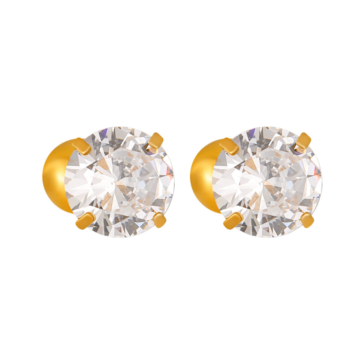 Stainless Steel 3mm-6mm Zircon 18K Gold Plated Trendy Bezel Setting Stud Earrings for Women Party Wholesale Customization