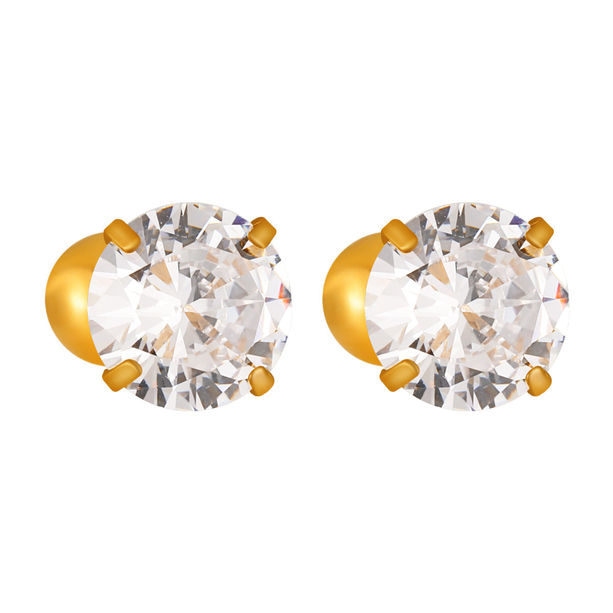 Stainless Steel 3mm-6mm Zircon 18K Gold Plated Trendy Bezel Setting Stud Earrings for Women Party Wholesale Customization