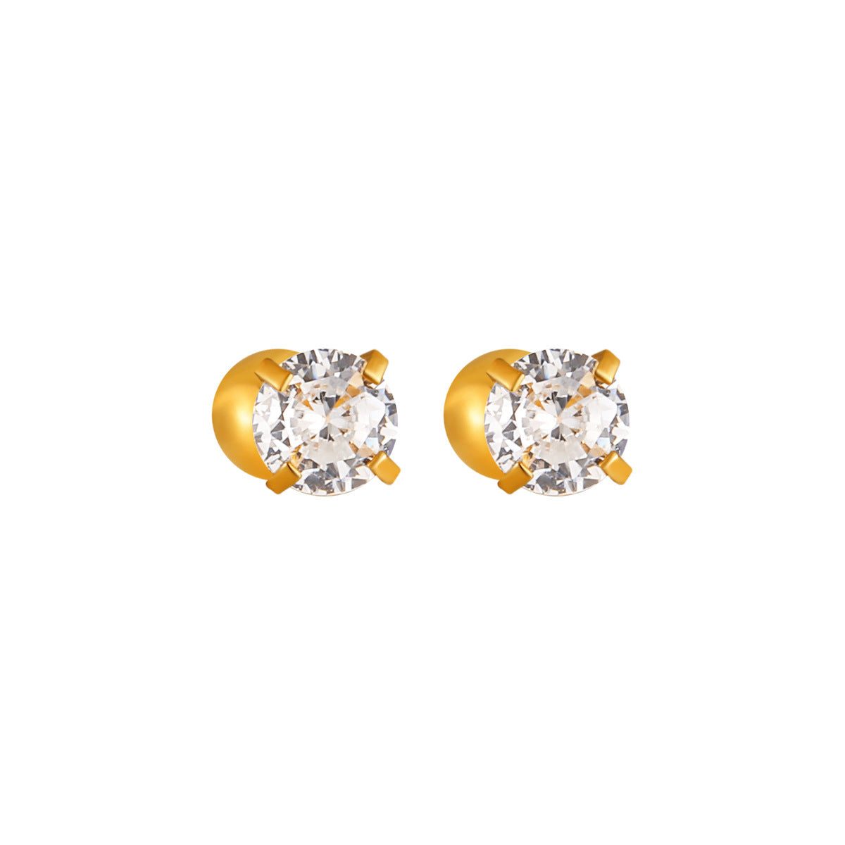 Stainless Steel 3mm-6mm Zircon 18K Gold Plated Trendy Bezel Setting Stud Earrings for Women Party Wholesale Customization