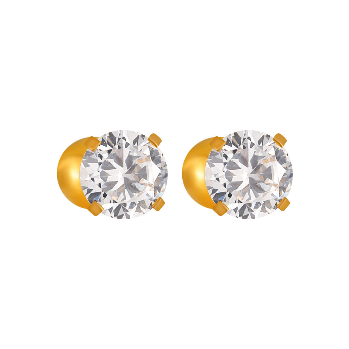 Stainless Steel 3mm-6mm Zircon 18K Gold Plated Trendy Bezel Setting Stud Earrings for Women Party Wholesale Customization