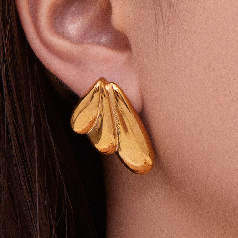 Vintage Trendy Stainless Steel 18K PVD Gold Plated Chunky Stud Earrings Hawaiian Geometric Fashion Jewelry Gift