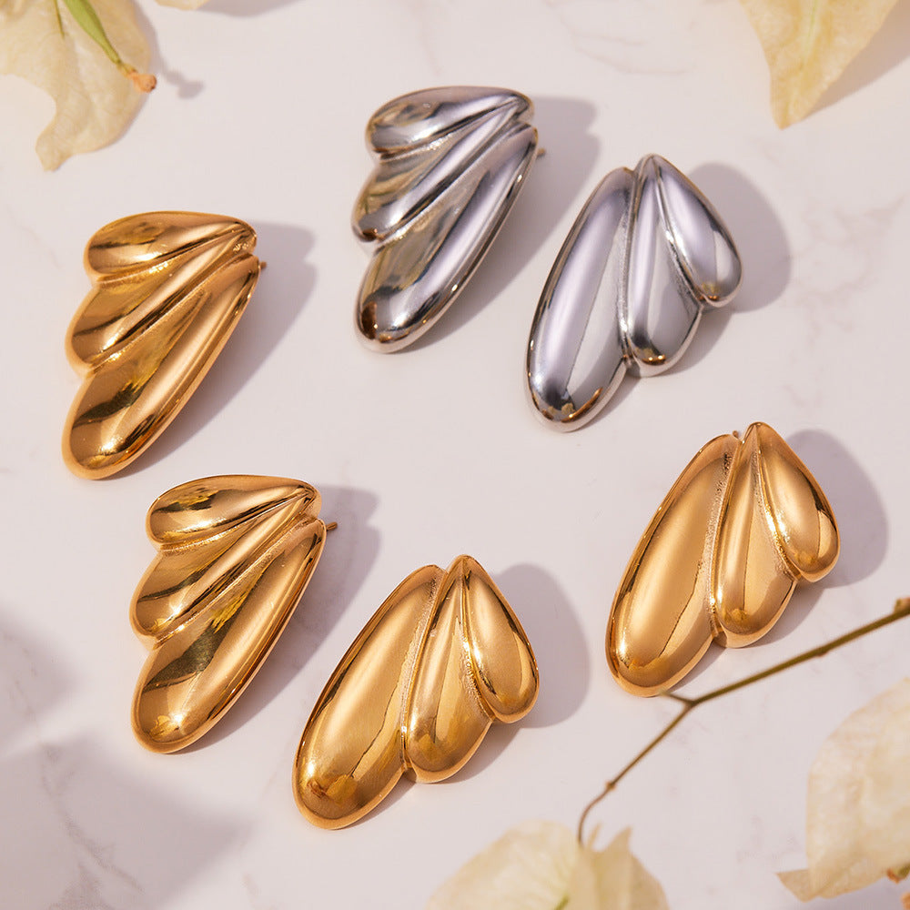 Vintage Trendy Stainless Steel 18K PVD Gold Plated Chunky Stud Earrings Hawaiian Geometric Fashion Jewelry Gift