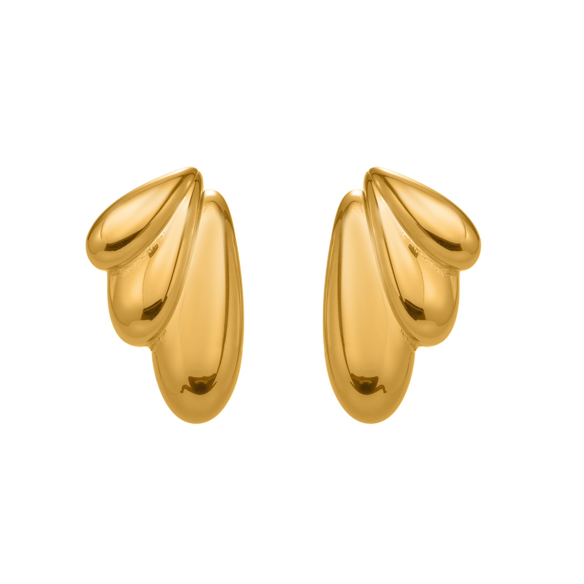 Vintage Trendy Stainless Steel 18K PVD Gold Plated Chunky Stud Earrings Hawaiian Geometric Fashion Jewelry Gift