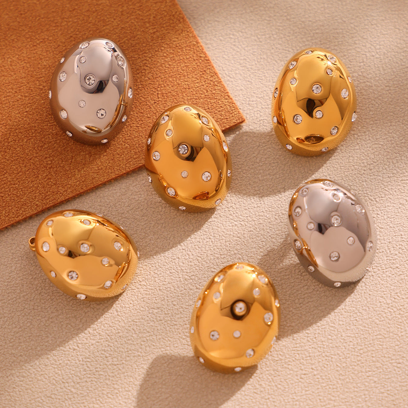 Chunky 18K Gold Plated Tear Drop Stainless Steel Stud Earrings Wholesale Hollow Zirconia Pearl Waterdrop Trendy Women's Party