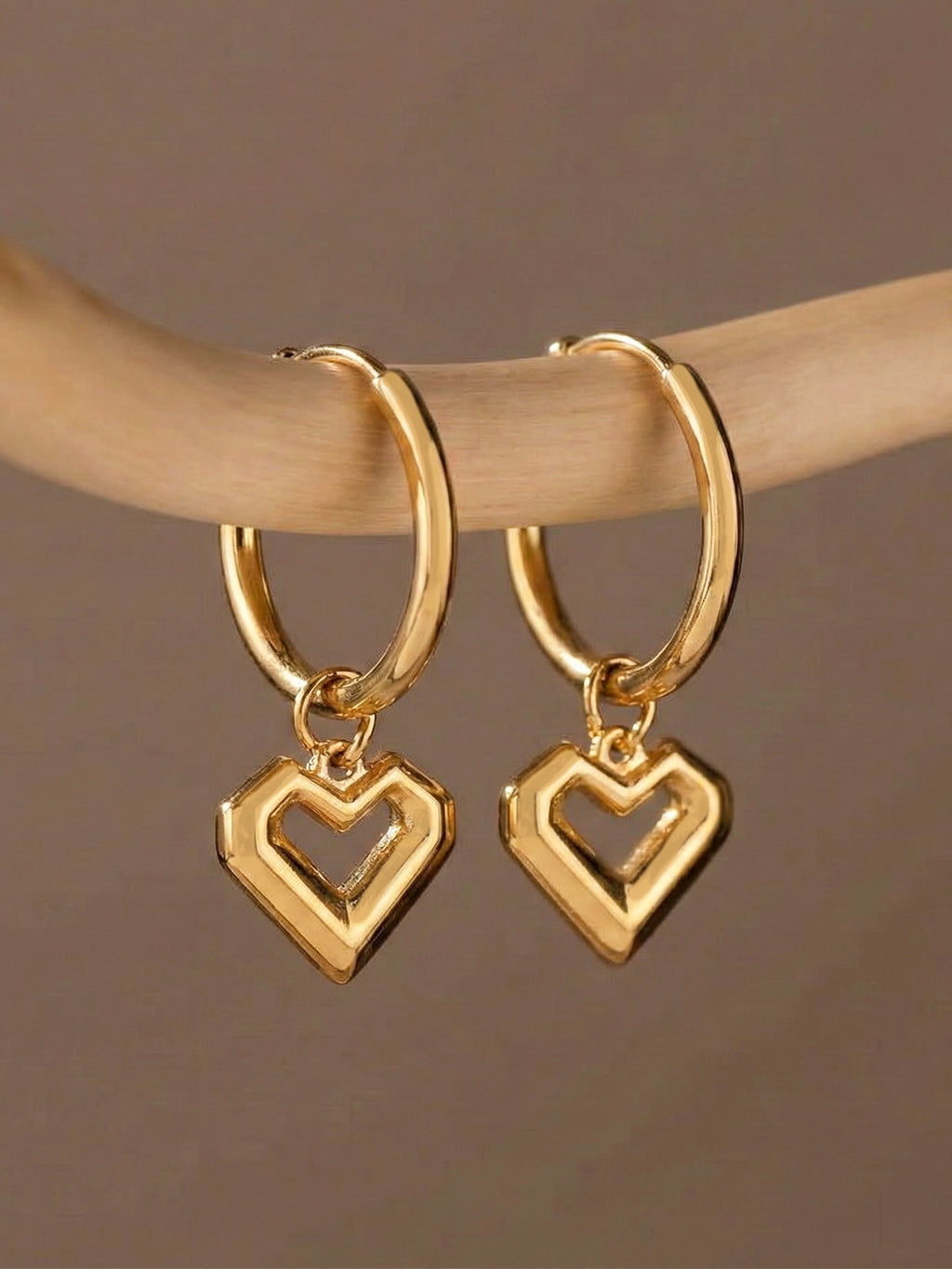 Best Gift Cute Jewelry Women 18K Gold Plated Stainless Steel Heart Drop Earrings with Lapis Stone for Party