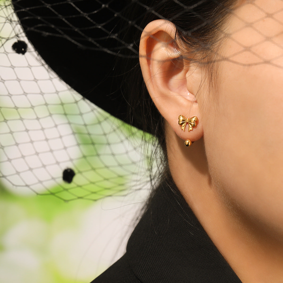 Stainless Steel 18K Gold Plated Bow Cuff Earrings Waterproof Hypoallergenic Tarnish-Free Cute Design Party Wedding Trendy