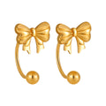 Stainless Steel 18K Gold Plated Bow Cuff Earrings Waterproof Hypoallergenic Tarnish-Free Cute Design Party Wedding Trendy