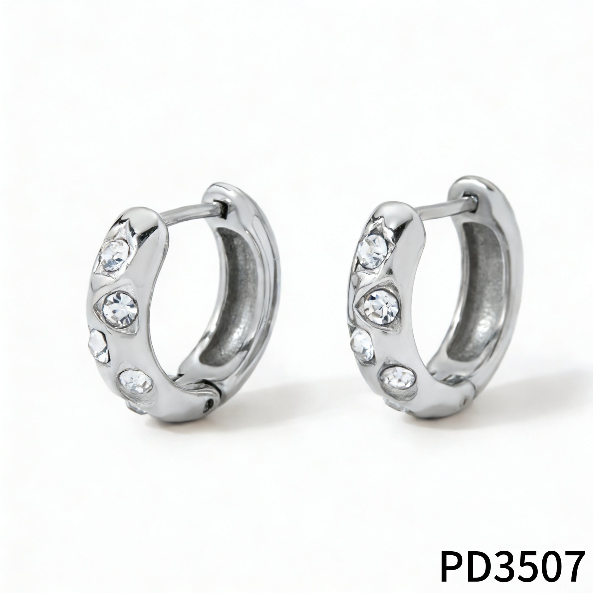 18K Gold Plated Stainless Steel Trendy Multicolor Cubic Zirconia Hoop Earrings with Rainbow CZ for Women