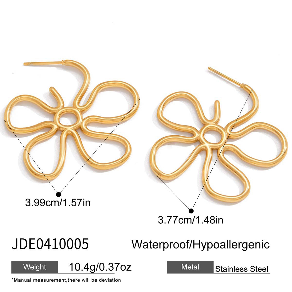 Best Gift Cute Jewelry Women 18K Gold Plated Stainless Steel Flower Drop Earrings Large Wholesale Party Third Party Certified