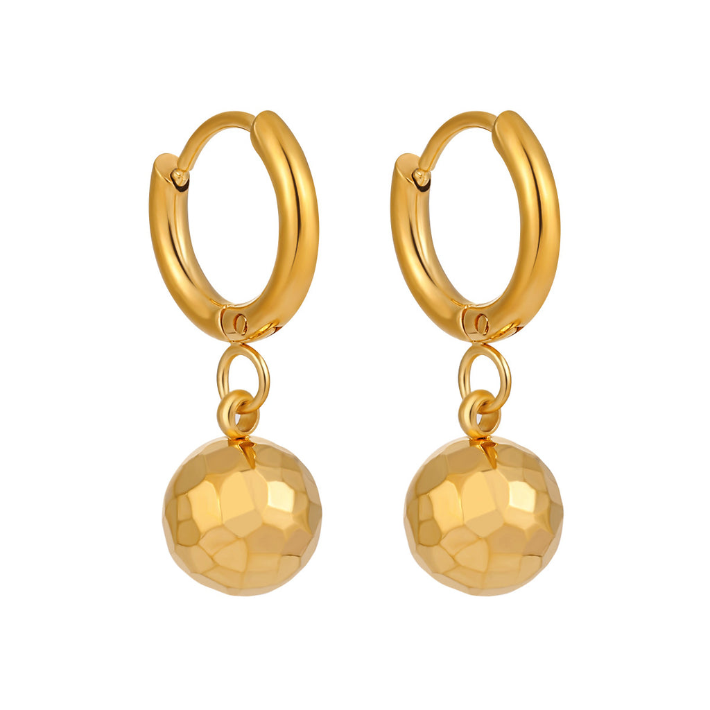 Customizable Stainless Steel 18K Gold Plated Ball Organic Finish Drop Earrings Trendy Fashion Jewelry Women Party Waterproof
