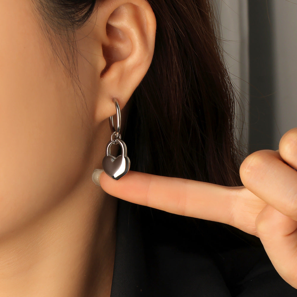 Best Gift Cute Jewelry for Women 18K Gold Plated Stainless Steel Heart Drop Earrings with White Zircons for Party Occasions