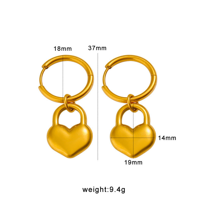 Best Gift Cute Jewelry for Women 18K Gold Plated Stainless Steel Heart Drop Earrings with White Zircons for Party Occasions