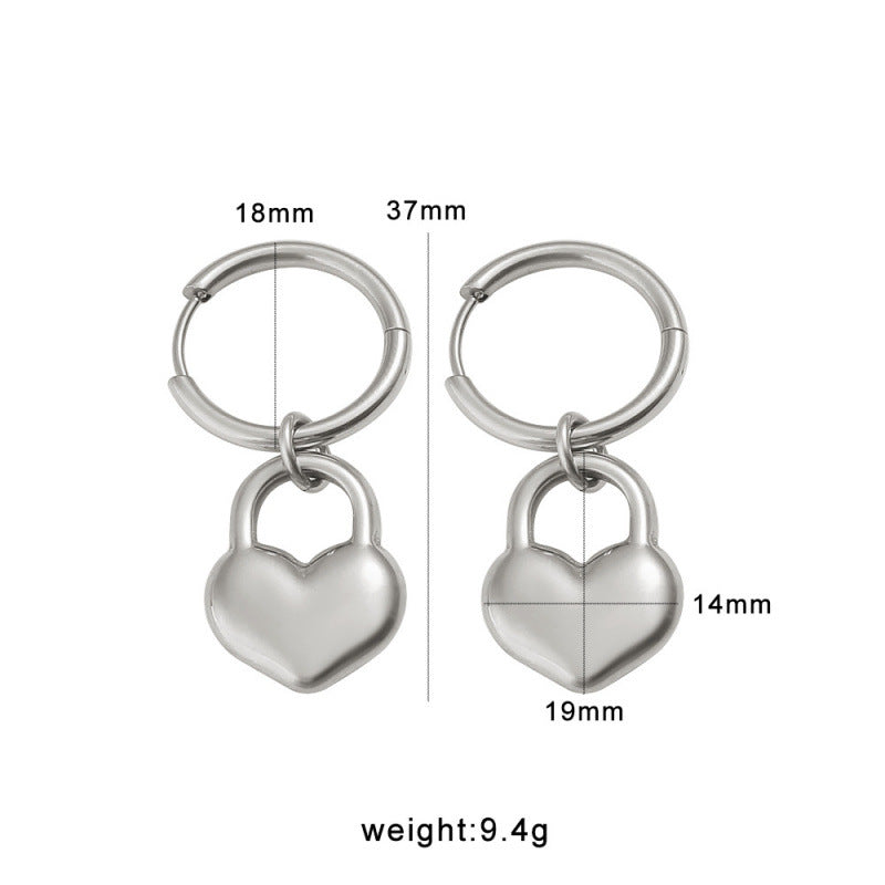 Best Gift Cute Jewelry for Women 18K Gold Plated Stainless Steel Heart Drop Earrings with White Zircons for Party Occasions