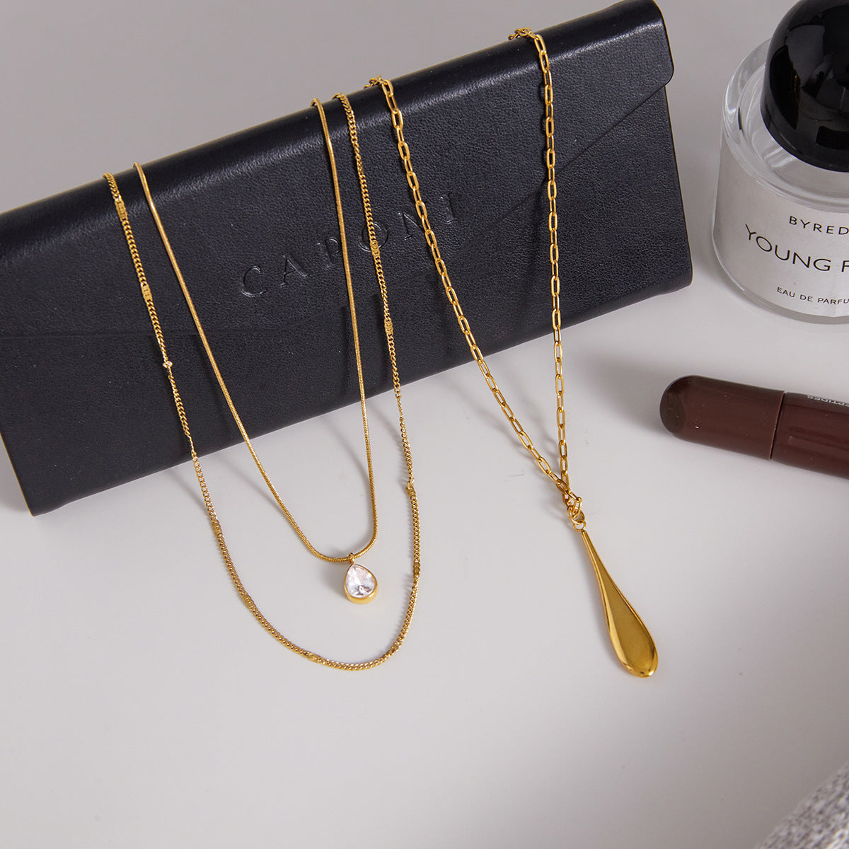 New Arrival 18K Gold Plated Stainless Steel Link Chain Zircon Pendant Necklace Trendy Women's Party Gift Wholesale