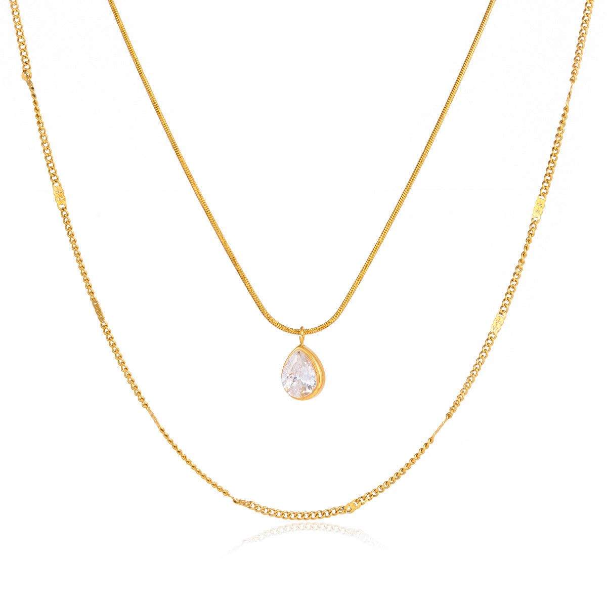 New Arrival 18K Gold Plated Stainless Steel Link Chain Zircon Pendant Necklace Trendy Women's Party Gift Wholesale