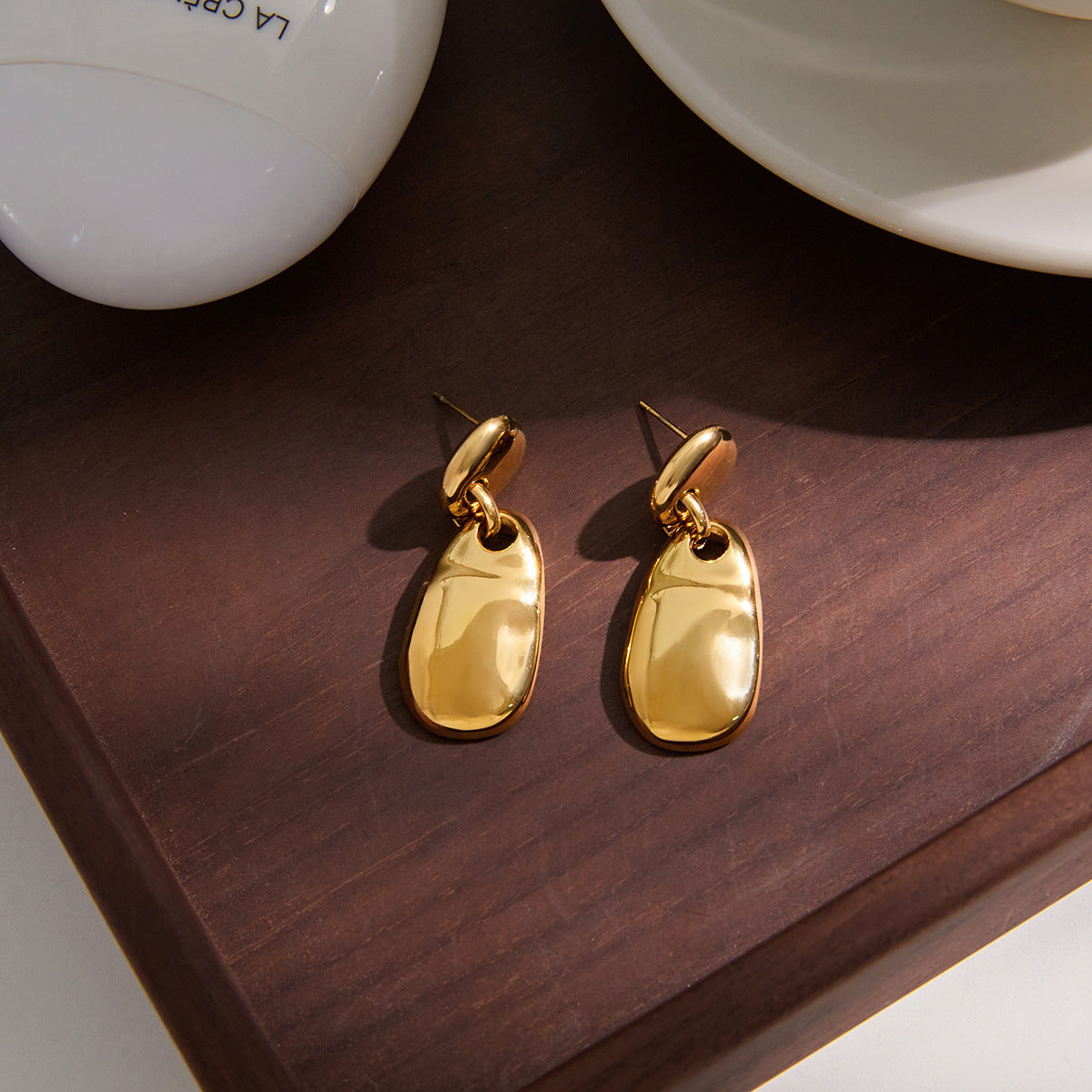 Minimalist Polished Retro Style Vintage 18K Gold Plated Stainless Steel CROWN Shape Unisex Drop Earrings